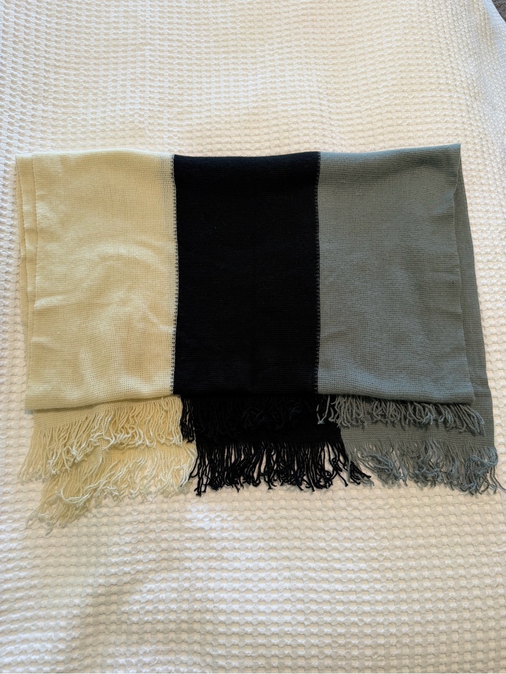 DONNI Tri-Color Colorblock Fringe Scarf - Picture 3 of 6